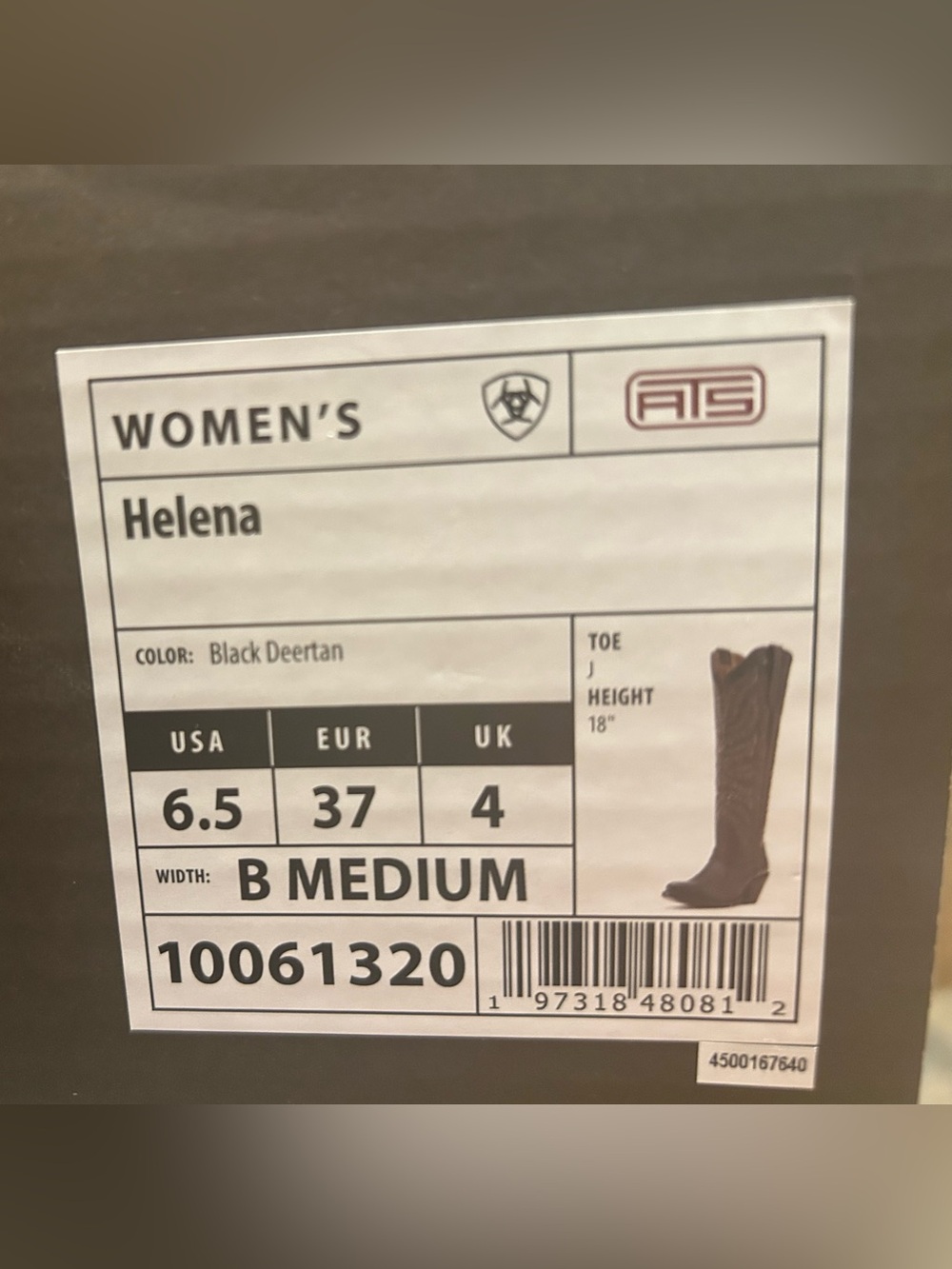NEVER WORN! NWT Ariat Helena Western Boots Black Leather Tall Cowboy boots 6.5 - Picture 5 of 10
